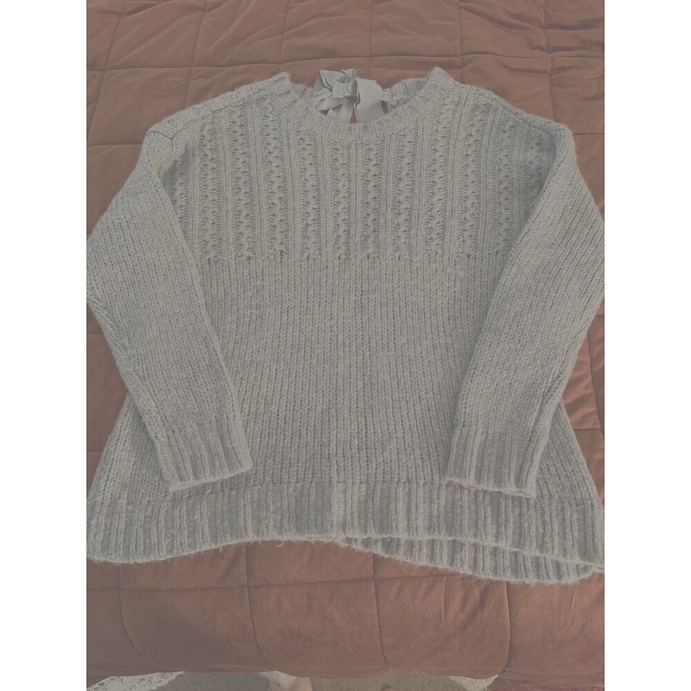 Arpeggio knitwear 20% Wool 5% Alpaca Blue‎ Gray Tunic Chunky Sweater Sz L